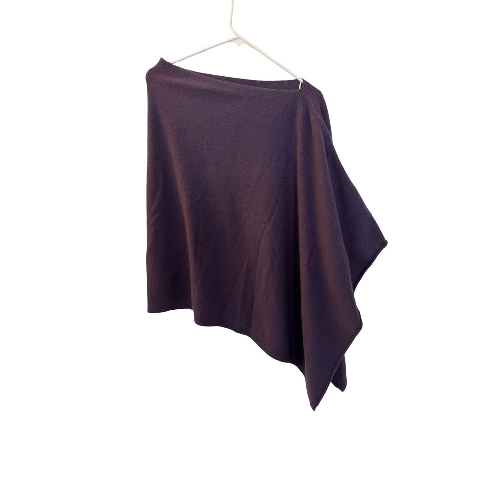 Brodie 100% Cashmere Poncho Shawl Purple Asymmetrical Knit Wrap One Size